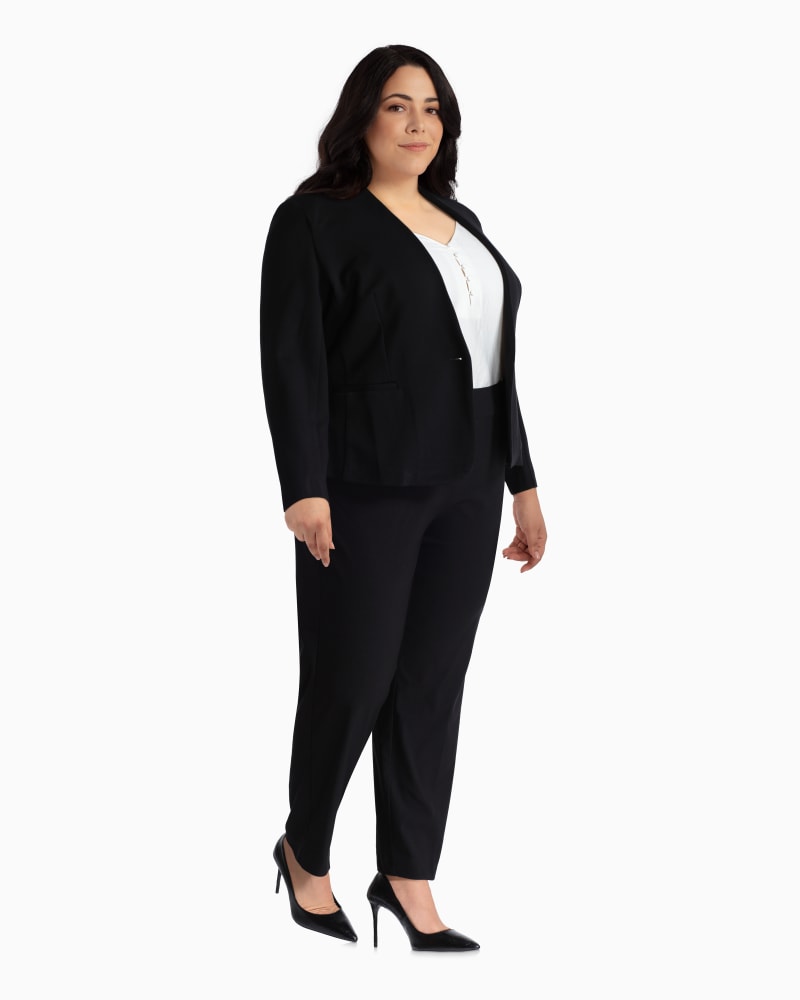 Plus size model with rectangle body shape wearing Utopian One-Button Blazer by Ryan Wythe | Dia&Co | dia_product_style_image_id:110573